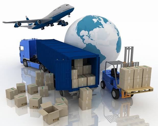 ALT truck, cargo plane, and forklift moving packages worldwide