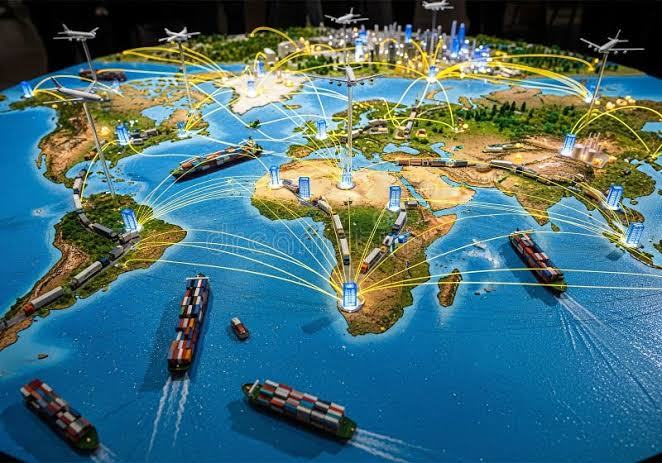 Live global trade network showing ALT routes across oceans and continents
